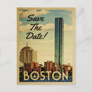 Boston Save the Date Vintage Postkarten