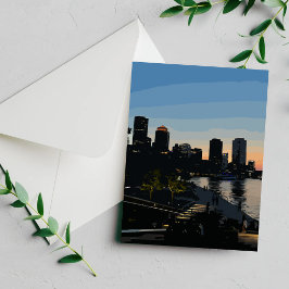 Boston Seaport Sunset City Skyline Card
