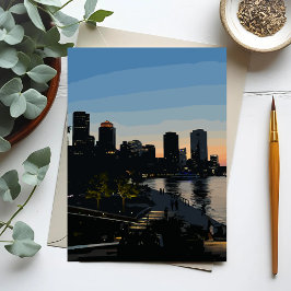 Boston Seaport Sunset City Skyline Postkarte