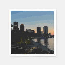 Boston Seaport Sunset City Skyline Serviette
