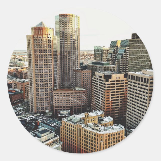 Boston-Sicht Runder Aufkleber (Vorderseite)