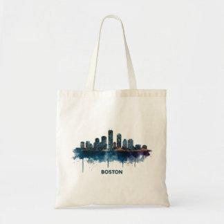 Boston Skyline Aquarell Stadtlandschaft Kunstgesch Tragetasche