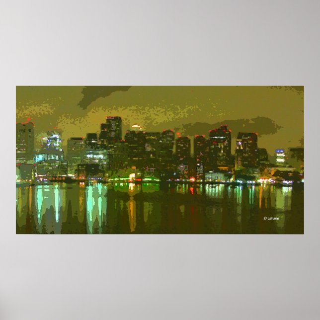 Boston Skyline bei Nacht Poster (Vorne)
