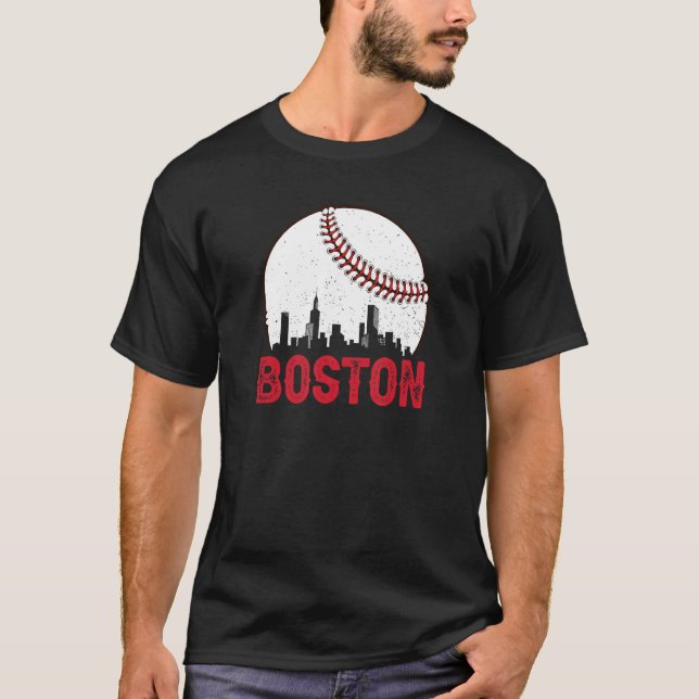 Boston Skyline Boston Massachusetts Baseball Citys T-Shirt (Vorderseite)