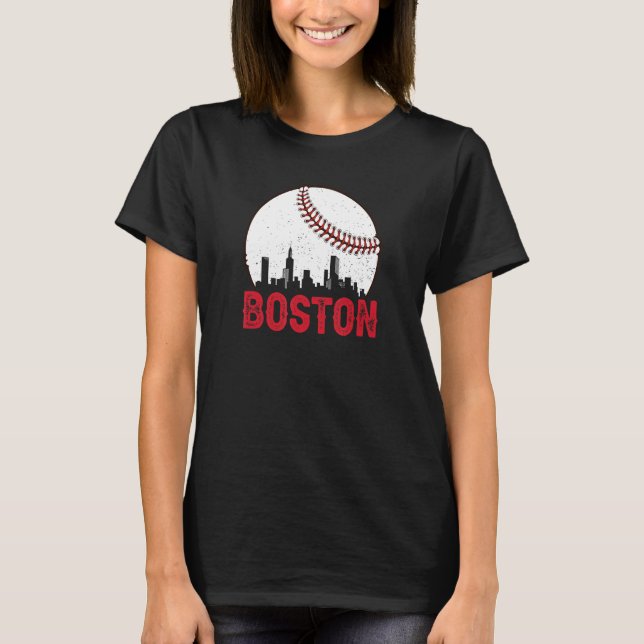 Boston Skyline Boston Massachusetts Baseball Citys T-Shirt (Vorderseite)