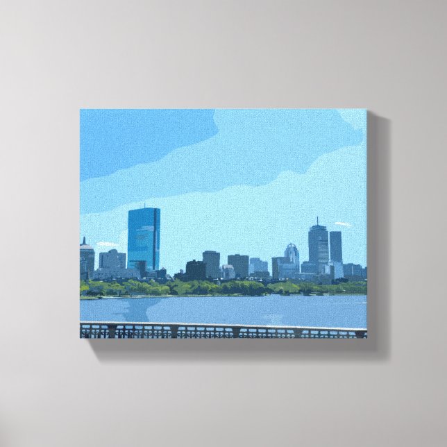 Boston Skyline Charles River Gemälde Leinwanddruck (Vorderseite)