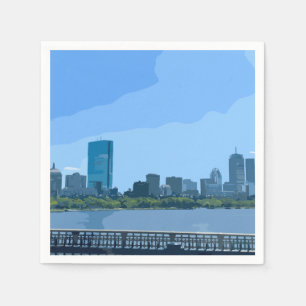 Boston Skyline Charles River Gemälde Serviette