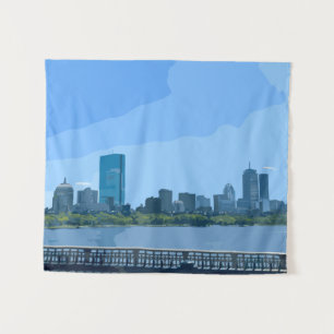 Boston Skyline Charles River Gemälde Wandteppich