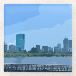 Boston Skyline Charles River Painting Glasuntersetzer