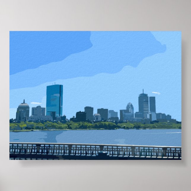 Boston Skyline Charles River Painting Poster (Vorne)
