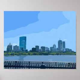 Boston Skyline Charles River Painting Poster