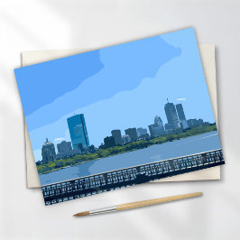 Boston Skyline Charles River Painting Postkarte