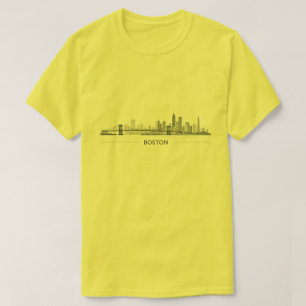 Boston Skyline Detaillierte Linienkunst   Städtisc T-Shirt