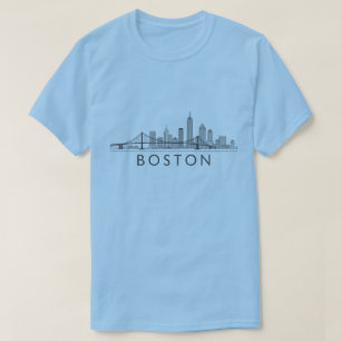 Boston Skyline Detaillierte Linienkunst Städtisc T-Shirt