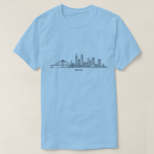 Boston Skyline Detaillierte Linienkunst Städtisc T-Shirt