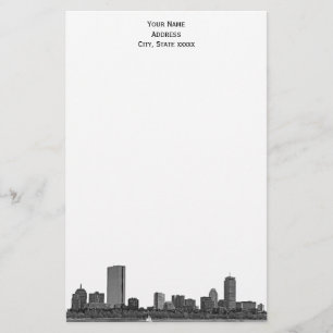 Boston Skyline Etched 01 Schreibwaren Briefpapier