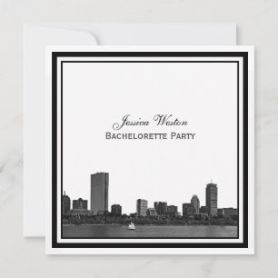Boston Skyline Etched Gerahmt Bachelorette Einladung