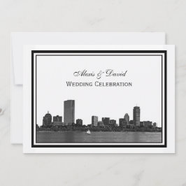 Boston Skyline Etched Gerahmt H Wedding Einladung
