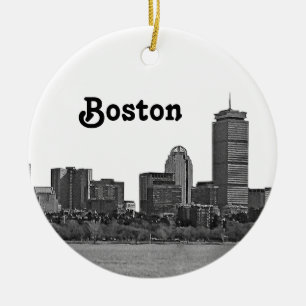 Boston Skyline Etched Keramik Ornament