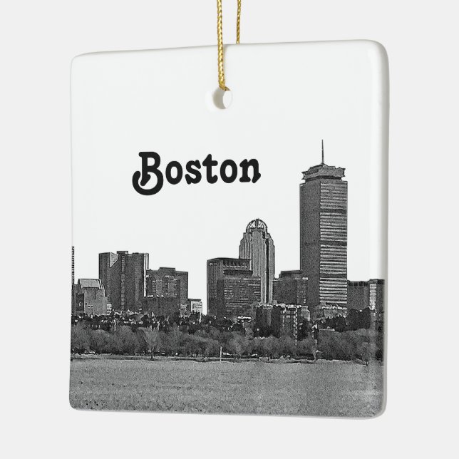Boston Skyline Etched Keramikornament (Links)