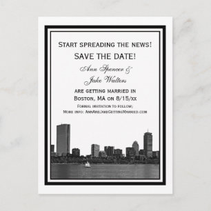 Boston Skyline Etwas Save the Date Gerahmt Ankündigungspostkarte