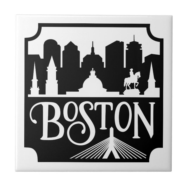 Boston Skyline Fliese (Vorderseite)