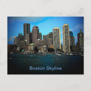 Boston Skyline Foto Art Zeichnend Postkarte