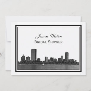 Boston Skyline geätzt gerahmt H Junggesellinnenabs Einladung