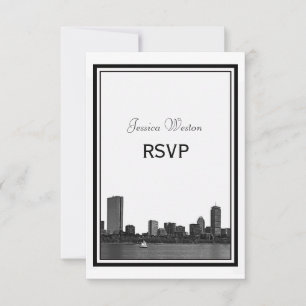 Boston Skyline geätzt gerahmt RSVP Karte