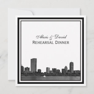 Boston Skyline geätzt gerahmtes Probedinner Einladung