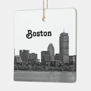 Boston Skyline geätzt Keramikornament