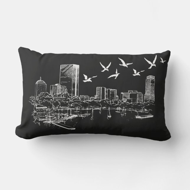 Boston Skyline Kissen Für Draußen (Vorderseite)