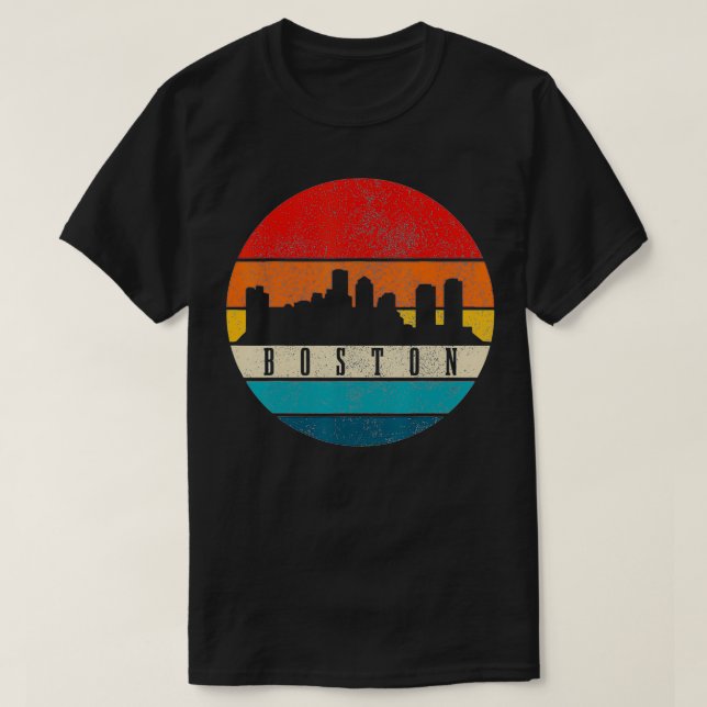 Boston Skyline Massachusetts Vintage Pride-Geschen T-Shirt (Design vorne)