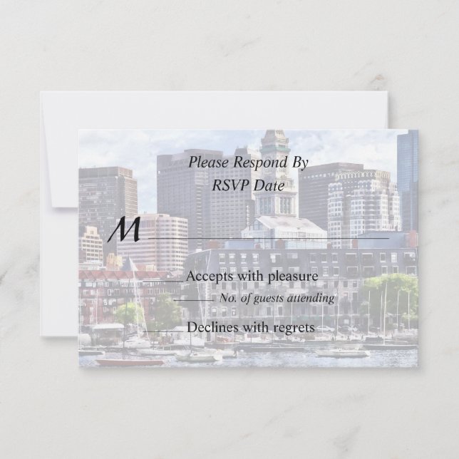 Boston Skyline mit Custom House Tower RSVP Karte (Vorderseite)