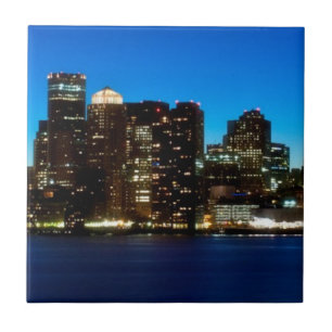 Boston-Skyline mit Mond Fliese