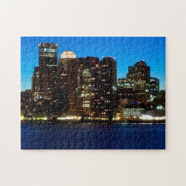 Boston-Skyline mit Mond Puzzle (Horizontal)