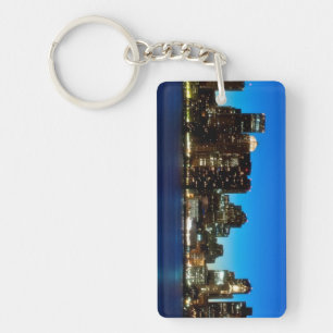 Boston-Skyline mit Mond Schlüsselanhänger