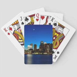 Boston-Skyline mit Mond Spielkarten