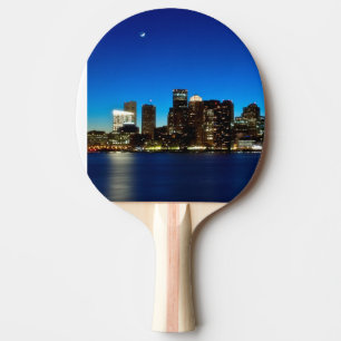 Boston-Skyline mit Mond Tischtennis Schläger