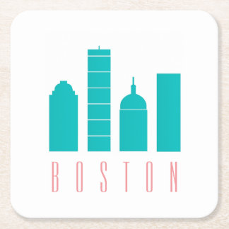Boston Skyline Papieruntersetzer Rechteckiger Pappuntersetzer
