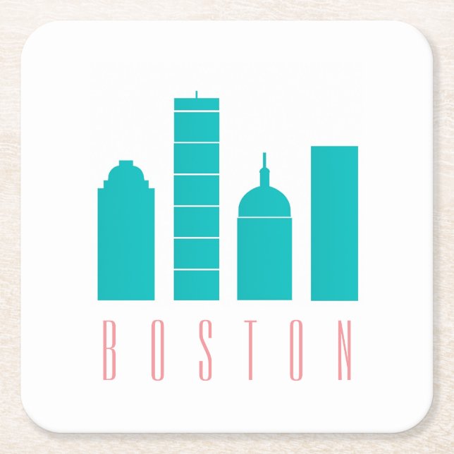 Boston Skyline Papieruntersetzer Rechteckiger Pappuntersetzer (Vorderseite)