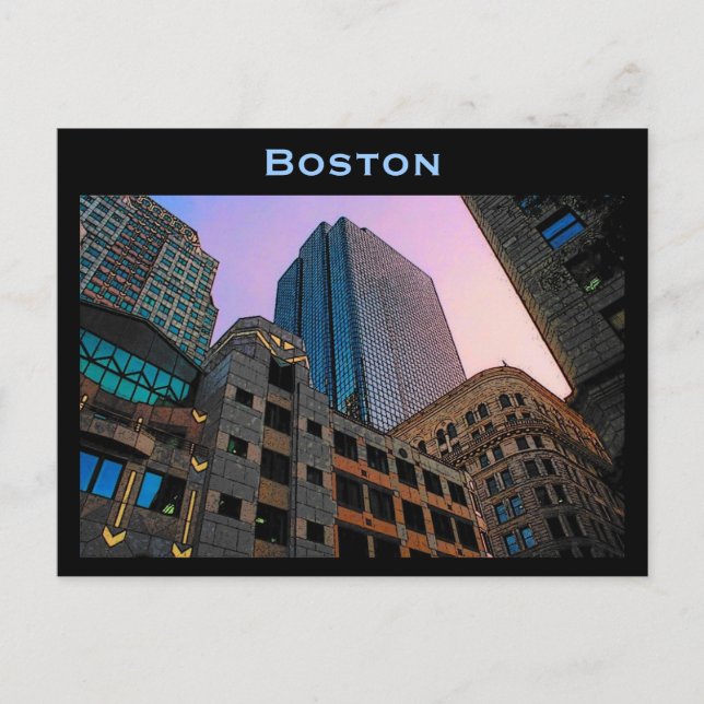 Boston Skyline Postcard Postkarte (Vorderseite)