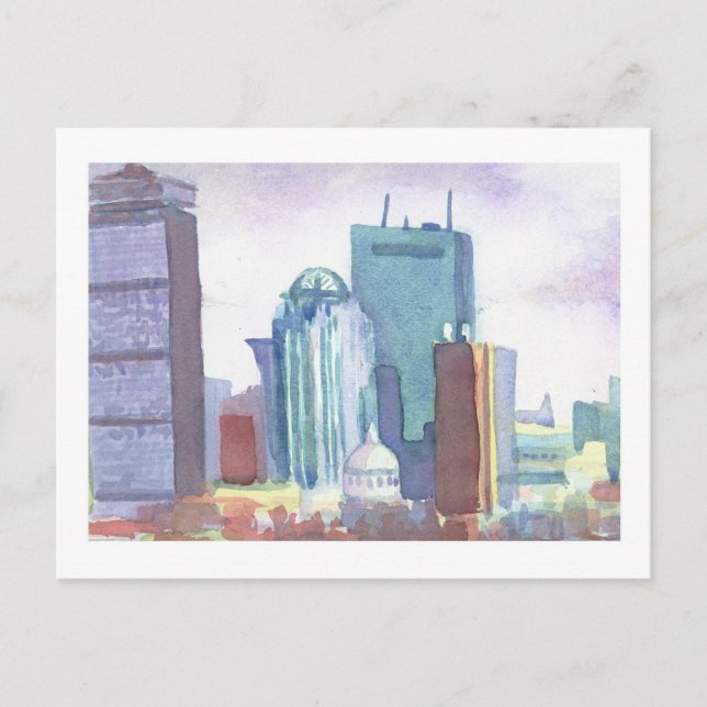 Boston Skyline Postcard Postkarte (Vorderseite)