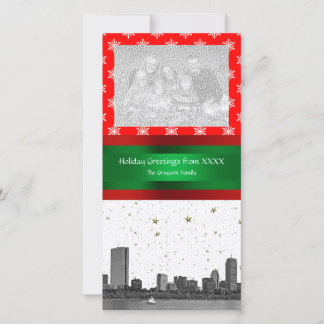 Boston Skyline Red Snowflake Weihnachten