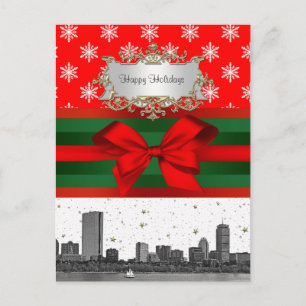 Boston Skyline Red Snowflake Weihnachten