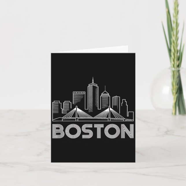 Boston Skyline Retro Vintage Stadtliebhaber  Karte (Vorderseite)