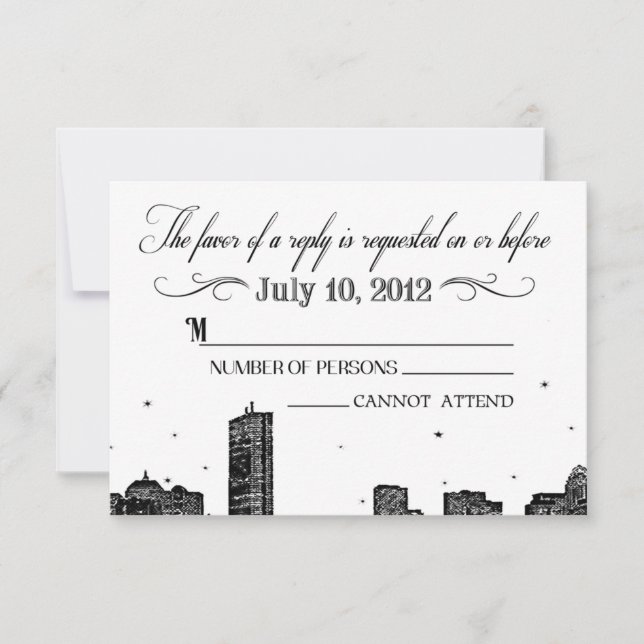 Boston Skyline RSVP-Karte RSVP Karte (Vorderseite)