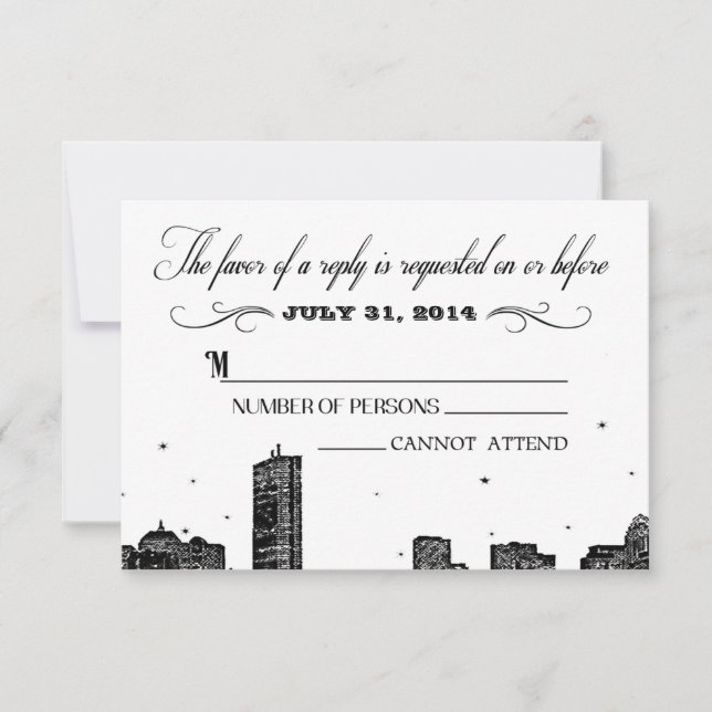 Boston Skyline RSVP-Kartenkongruenz RSVP Karte (Vorderseite)