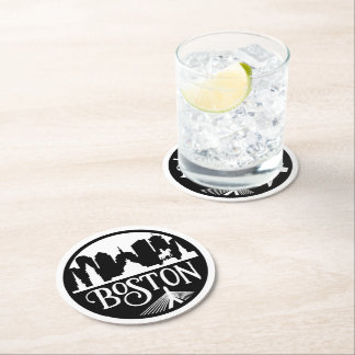 Boston Skyline Runder Pappuntersetzer