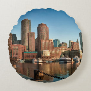 Boston-Skyline Rundes Kissen